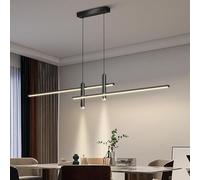 Aleaty Luminaire de salle à manger dimmable lampe de table LED lampe de cuisine moderne avec suspension à télécommande avec 2 plafonniers pour table à manger salon Bar Bureau (noir, L150cm)