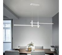 Aleaty Luminaire de salle à manger dimmable lampe de table LED lampe de cuisine moderne avec suspension à télécommande avec 2 plafonniers pour table à manger salon Bar Bureau (blanc, L150cm)