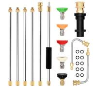 aleawol Lance d'extension pour nettoyeur haute pression avec adaptateur compatible avec Karcher K2-K7, 4000 PSI - Outil de nettoyage de gouttière de toit avec 5 embouts de buse, connexion rapide de