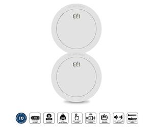 Alecto SD1030 2x - Lot de 2 détecteurs de fumée - Durée de vie de la pile et du capteur : 10 ans - Blanc