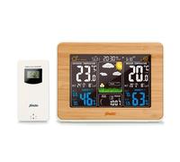 Alecto Station météo WS-1560 – écran 5,7" cadre bambou, capteur extérieur sans fil 100 m