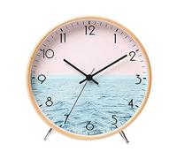 Horloge de table moderne en bois, 22 cm, horloge murale silencieuse, sans tic-tac, mécanisme intégré, pour le salon ou la cuisine