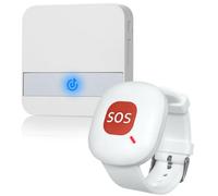 ALEENFOON Téléavertisseur Maison Alerte Alarme sans Fil Patiente Personne ÂGéE Personnelles SystèMe D'Alarme Plug Version Et Bouton D'Appel d'urgence Alarme Pager avec Bracelet Durgence (1 à 1)