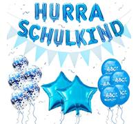 ALEGRE Kit de ballons décoratifs pour la rentrée des classes - Guirlande de ballons pour la rentrée scolaire - Décoration de rentrée scolaire (bleu, Hurra écolier)