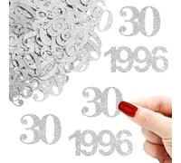 ALEGRE Lot de 100 décorations à disperser pour 30e anniversaire - Grande taille : 3,4 à 5 cm - Pour 30 ans - Pour femme et homme - Argenté - Confettis pour 30 ans - Décoration de table - 30 serpentins