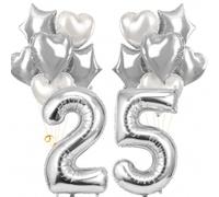 ALEGRE® Lot de 14 ballons décoratifs en forme de cœur pour mariage (mariage argenté)