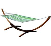 ALEOS. Structure pour hamac XXL, 400 cm. Structure en bois de larcin, couleur marron foncé, avec barre de support. Compatible avec le hamac Sosua de 120x200 cm