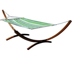 ALEOS. Structure pour hamac XXL, 400 cm. Structure en bois de larcin, couleur marron foncé, avec barre de support. Compatible avec le hamac Sosua de 120x200 cm