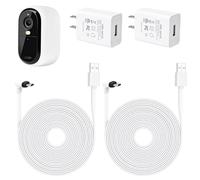 ALERTCAM Lot de 2 câbles de charge pour caméra de sécurité extérieure Arlo Essential 2K (2e génération), long cordon d'alimentation étanche pour Arlo Essential 2nd, blanc