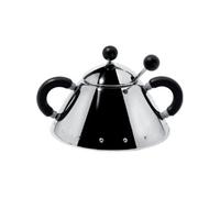 ALESSI 9097 B SUCRIER AVEC CUILLERE EN ACIER INOXYDABLE POIGNEES ET BOUTON EN POLYAMIDE NOIRE