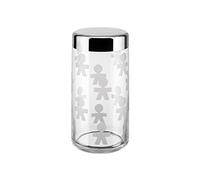 Alessi Akk38 Girotondo Boîte de Cuisine Hermétique en Verre Sérigraphié avec Couvercle en Acier Brillant, 150 Cl, White