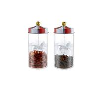 Alessi Circus MW68S2 - Set De Deux Pots Design à Épices Hermétique en Verre Sérigraphié avec Couvercle en Fer Blanc