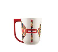 Alessi Holyhedrics ESA09 1 - Mug Design aux Dimensions Équilibrées, en Porcelaine Décorée avec Décalcomanie Appliquée à la Main et Anse Dessinée, Capacité 40 cl