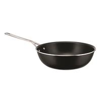 Alessi JM114/28 B - Poêle Haute en Aluminium, Compatible Induction, Revêtement Céramique Antiadhésif, Manche en Acier Inoxydable 18/10, Diamètre 28 cm, Noire
