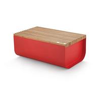 Alessi Mattina BG03 R - Boîte à Pain Design, Acier Coloré avec Résine Époxy et Bois de Bambou, Rouge