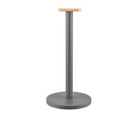 Alessi - Porte-rouleau essuie-tout Mattina - Acier coloré, résine époxy, bouton bambou - Gris foncé