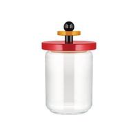 Alessi Mr. Sottsass I Suppose ES16/100 - Pot en Verre Hermétique Design avec Couvercle en Bois de Hêtre, Rouge, Noir et Jaune