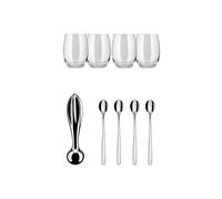 Alessi The Player GV33SET - Ensemble d'Accessoires de Cocktail pour Boissons Longues, Acier Inoxydable 18/10, 9 Pièces, Argent