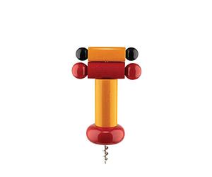 Alessi un Brindisi Disegnato ad Arte ES17 - Tire-Bouchon Design en Bois de Hêtre, Jaune, Rouge et Noir