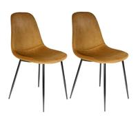 ALESSIA - Lot de 2 Chaises Velours Côtelé Jaune Moutarde
