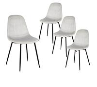 ALESSIA - Lot de 4 Chaises Velours Côtelé Gris Clair