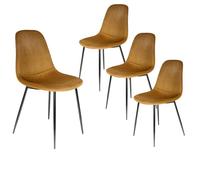 ALESSIA - Lot de 4 Chaises Velours Côtelé Jaune Moutarde