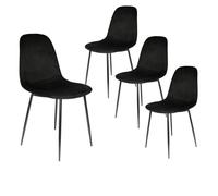 ALESSIA - Lot de 4 Chaises Velours Côtelé Noires