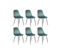 ALESSIA - Lot de 6 Chaises Velours Côtelé Bleu Canard