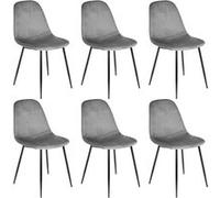 ALESSIA - Lot de 6 Chaises Velours Côtelé Gris Foncé - Altobuy Gris G