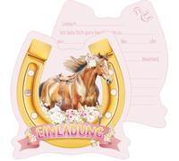 Alethron Lot de 15 cartes d'invitation à chevaux, pour anniversaire d'enfant, fille, bricolage, fête, 4e, 5e, 6e, 7e, 8e, 9e, 10e anniversaire, rose, 13,5 x 14,4 cm, pour fête d'enfants, fêtes