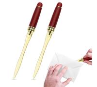 Alethron Lot de 2 ouvre-lettres en acier inoxydable de 16 cm avec zone de préhension en bois - Personnalisable - Coupe-papier - Pour emballage postal, papier