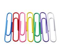 Alevar Lot de 100 agrafes colorées, boîte à fermoirs en acier plastifié, format 50 mm, n° 5, grands clips de bureau, couleurs assorties