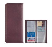 Alevar Porte-cartes de visite en simili cuir de 64 places, classeur organisateur pour cartes de visite cartes et cartes avec 16 enveloppes de 4 poches, couleur bordeaux