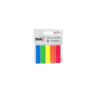 Alevar Sticky Marque-page Film, format 12 x 50 mm, 5 blocs 25 feuilles autocollantes, 125 onglets adhésifs, couleurs fluo assorties bleu-jaune-rose-orange-vert