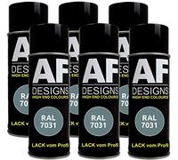 Alex Flittner Designs Bombe aérosol RAL7031 bleu gris brillant, brillant | Lot de 6 bombes aérosols RAL de 400 ml par bombe