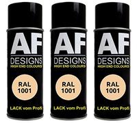 Alex Flittner Designs Lot de 3 bombes de peinture RAL pour voiture - Couleur beige satiné - RAL1001