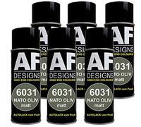 Alex Flittner Designs Lot de 6 bombes de peinture NATO Olive mat RAL 6031 - Couleur camouflage