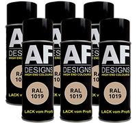 Alex Flittner Designs Lot de 6 bombes de peinture pour voiture RAL 1019 gris beige mat mat