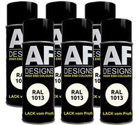 Alex Flittner Designs Lot de 6 bombes de peinture RAL RAL pour voiture - Couleur : blanc nacré satiné - RAL1013