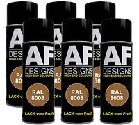 Alex Flittner Designs Spray de peinture RAL 8008 - Marron olive mat - Lot de 6 bombes aérosols de 400 ml