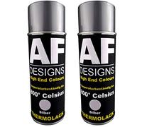 Alex Flittner Designs Thermolack Spray Lot de 2 bombes aérosol de peinture pour four et pot d'échappement Résistant à la chaleur 800 °C - Argent - 400 ml