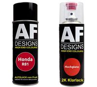 Alex Flittner Designs Vernis Voiture Pulvérisation Kit pour Honda R81 Milano Rouge 2K Vernis Transparent Basislack Aérosol Spray 2x400ml