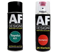 Alex Flittner Designs Vernis Voiture Pulvérisation Kit pour Toyota 621 Rustique Vert 2K Vernis Transparent Basislack Aérosol Spray 2x400ml