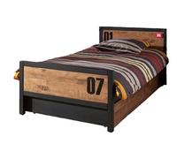 ALEX Lit Simple 90x200 pin massif + Sommier + Lit gigogne