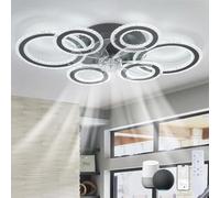Alexa Smart Ventilateur Plafond avec Lumiere Réversible Dimmable LED Plafonnier avec Ventilateur et Télécommande Silencieux DC Ceiling Fan with Light 6 Vitesses Chambre Grande pour Salon-Black