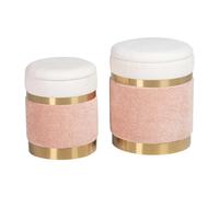 Alexandra house living Lot de 2 poufs en velours - Rose