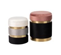 Alexandra house living Lot de 2 poufs velours cylindriques - Beige
