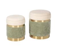 Alexandra house living Lot de 2 poufs - Vert