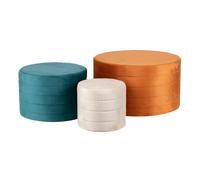 Alexandra house living lot de 3 poufs velours - Orange