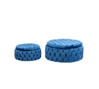 Alexandra house living Set de 2 poufs - Bleu